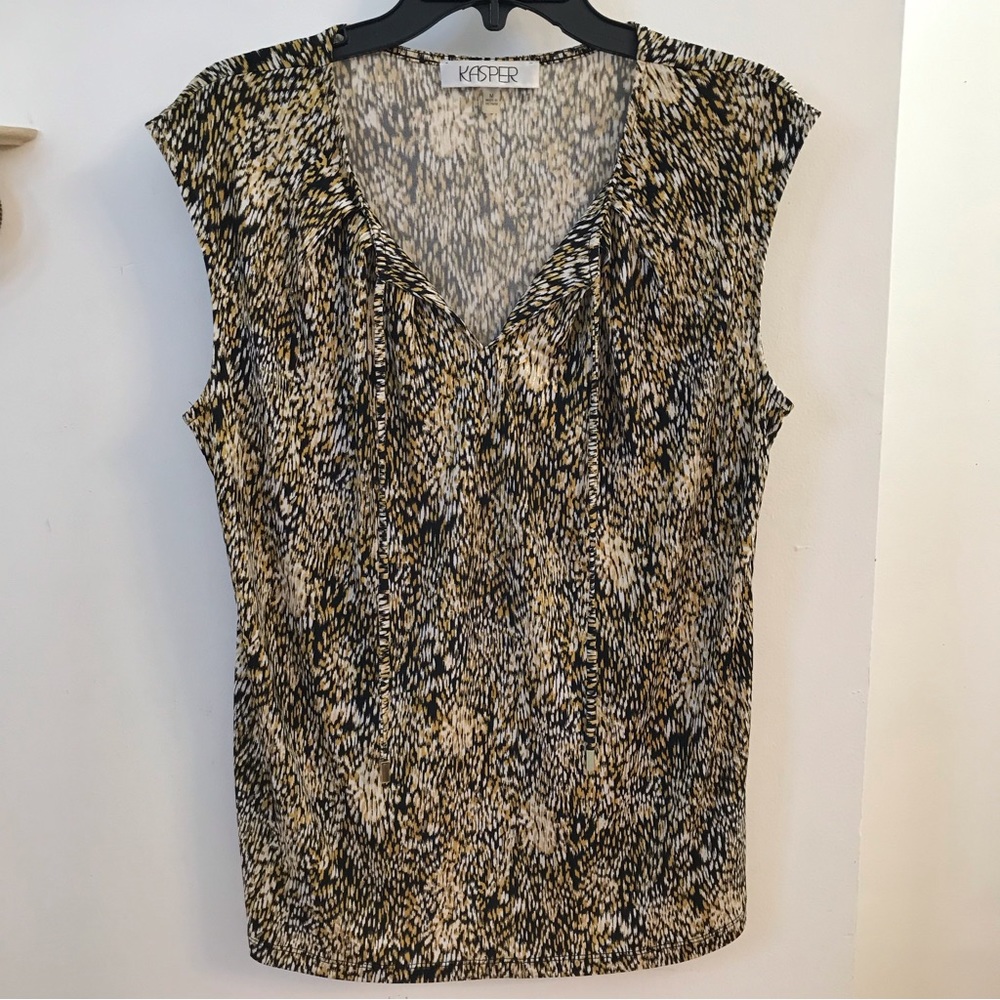 Kasper Metallic Tank Top Shell, Size Medium, Women's